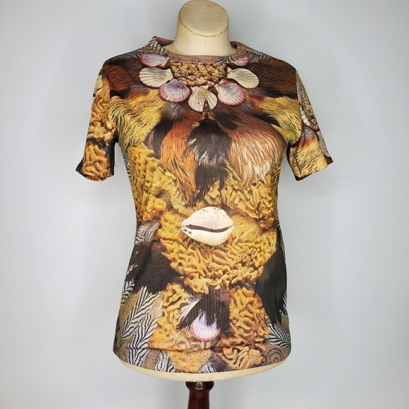 Vintage NikNik tshirt knit large Seashell print - Picture 1 of 4